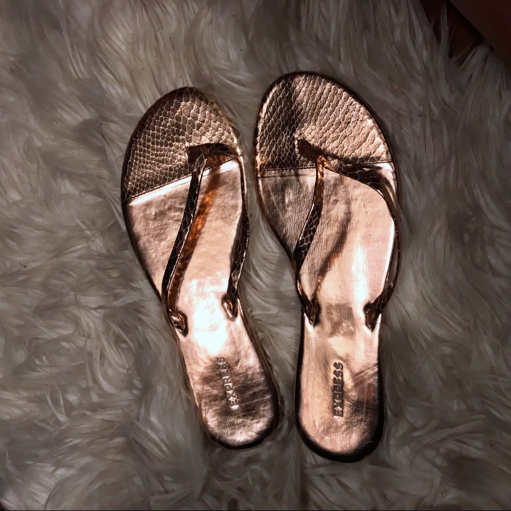NEW! Express Rose Gold Exotic Print Sandals Sz 7